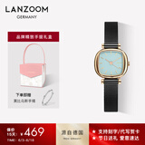 LANZOOM蓝族黑金小方糖手表女满天星时尚轻奢女士手表高级生日礼物送女友 【可代写贺卡】臻蓝小方糖