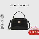 CHARLIE&KELLI CK品牌轻奢包包女包鳄鱼纹凯莉包2025新款手提斜挎包女友520礼物 黑色【京仓配送 赠品牌礼袋】