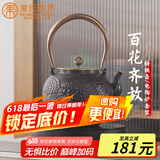 束氏生铁壶日本工艺煮茶壶手工铸铁壶套装茶具-百花齐放