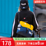 ACROSS邮差包男士斜挎包上班通勤包学生大容量单肩包旅行挎包女相机包包 黄蓝加大版
