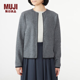 无印良品 MUJI 女式 针织抓绒 拉链开衫 W8AB231 深灰色 M