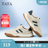 他她（TATA）男士阿甘男鞋复古德训鞋男运动休闲鞋厚底板鞋小白鞋PCB01AM3 米/蓝 42