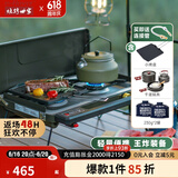 烧烤世家（e-Rover）火狐户外双头炉具 野炊卡式炉露营装备全套火锅烤盘燃气灶烧烤炉 烤炉绿+小烤盘+套锅+气【时尚】