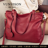 曼尼琼诗（VUNIQSON）品牌轻奢手提包女托特包包新款时尚大容量真皮单肩包斜挎包女 酒红色