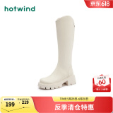 热风（Hotwind）显瘦长靴通勤百搭女靴复古气质骑士靴时尚休闲西部靴 03米色（四季单里3802） 38 (240mm)