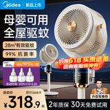 美的（Midea）电风扇空气循环扇暴风驱蚊落地扇家用大风力轻音净化扇 组合装【智控驱蚊款】暖灰+3瓶驱蚊液