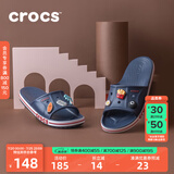 crocs卡骆驰一字拖贝雅卡骆班凉拖 情侣款运动休闲拖鞋|205392 深蓝/辣椒红-4CC 39 (240mm)