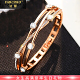 法蔻（farcoko）品牌手镯女士玫瑰金色高级感韩版闺蜜手环时尚饰品送女友生日礼物 玫瑰金色织梦手镯 --【精美高档礼盒】