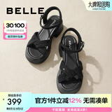 百丽（Belle）满钻条带繁星休闲凉鞋女商场款厚底凉鞋A9S2DBL4 黑色 37 (235mm)