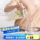 乐扣乐扣（LOCK&LOCK）透明盖凉水壶 玻璃冷水壶泡茶壶带把家用大容量耐高温杯子1.3L