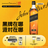 尊尼获加（JOHNNIE WALKER）洋酒 12年黑方黑牌1000ml 苏格兰调和型威士忌 无盒