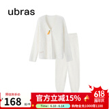ubras【虞书欣同款】兔绒绒开襟家居服套装厚款女加绒睡衣冬季女 【长袖长裤套装】纯白色 L