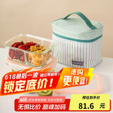 乐扣乐扣（LOCK&LOCK）耐热玻璃保鲜盒微波炉饭盒上班学生便当盒分隔餐盒配便当包两件套