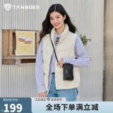 坦博尔羽绒服马甲女立领宽松外搭短款羽绒背心外套TD236006 小香白 160