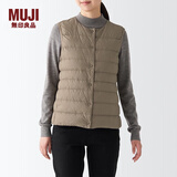 无印良品 MUJI 女式 便携式 无领 羽绒背心BDC30C2A舒适轻薄保暖蓬松马甲 米色 M