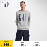Gap男女装字母印花大logo圆领抓绒卫衣609136简约经典款 灰色 175/96A(L) 亚洲尺码