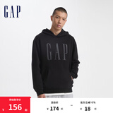 Gap男女装字母logo印花连帽抓绒长袖口袋卫衣上衣609135 黑色 180/100A(XL) 亚洲尺码