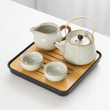 初伍汝窑茶具套装家用宿舍小套功夫茶盘泡茶壶办公室简约全套茶杯定制