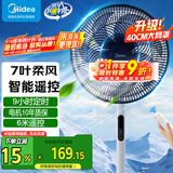 美的（Midea）电风扇家用落地扇立式节能风扇轻音低噪大风量转页扇卧室宿舍台式摇头小型电扇国家补贴 【7叶劲风 加大尺寸 遥控款】黑白SAH35BJD