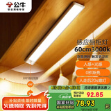 公牛（BULL）感应橱柜灯衣柜灯LED人感光感磁吸 卧室床沿玄关小夜灯60CM3000K