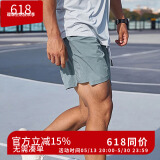 SOSOLEMON运动短裤男弹力透气健身夏季速干拉链口袋跑步四分裤男深蹲训练裤 蓝灰色 M 码