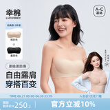 幸棉【祝绪丹同款】无肩带文胸无痕凉感无钢圈防滑抹胸两穿内衣女薄夏 【买2送字母肩带】四季款 肤+黑 S (70A/70B/70C)