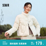 森马（Semir）棉服女设计感提花缎面国风2024冬毛领盘扣宽松外套新109724112005