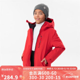 迪卡侬儿童滑雪服男童女童户外保暖棉服夹克外套KIDK明红145 4299340