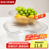 拜杰水果盘零食盘家用果盘客厅干果盘托盘糖果坚果盘透明白2只装