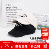 左西儿童防晒帽男女童帽子春秋2025新款字母棒球帽运动鸭舌帽 米白