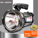 翰光398手电筒强光超氙气手提充电式探照灯远射王LED5000户外钓鱼装备 398黑色外壳-白光（配侧灯）