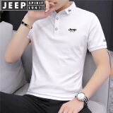 JEEP SPIRIT吉普短袖T恤男夏季商务休闲保罗衫翻领轻薄透气修身简约POLO衫 A126-1-K213白色 4XL (175斤-190斤)