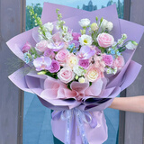 欣尚 鲜花速递红玫瑰花束送老婆女友生日礼物全国同城配送 粉玫瑰紫玫瑰蝴蝶兰混搭花束