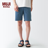 无印良品 MUJI 男式 棉水洗府绸 短裤休闲短裤男款夏季纯棉全棉AED14A2S 烟熏蓝色 M