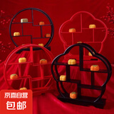 结婚甜品台蛋糕摆台中式架托盘婚礼订婚宴点心糕点盘摆件喜饼 圆形点心架-棕色1个 30*30CM