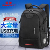 SWICKY瑞士商务电脑双肩包男士大容量笔记本电脑包通勤出差背包学生书包 普通款加大【17.3吋电脑】 标准