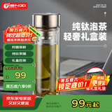 天喜（TIANXI）天喜双层玻璃杯纯钛抗菌高硼硅钛水杯大容量茶隔泡茶杯节日礼物