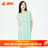 铜牛汗布印花圆领包肩女裙 春夏新款纯棉家居连衣裙睡裙VQ075 瑶环美玉-白-浅绿 S (160/85)