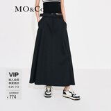 MO&Co.中高腰长款压褶宽松A字半身裙伞裙(附腰带)设计感裙子摩安珂 黑色-第2批 S 160