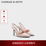 CHARLES&KEITH缎面蝴蝶结尖头高跟凉鞋女CK1-60361556 Light Pink浅粉色 37