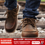 马登工装鞋男鞋春季英伦风大头皮鞋低帮休闲鞋男皮短靴子复古马丁靴 蜜蜡色 （脚宽/脚胖拍大一码） 38 (240mm)