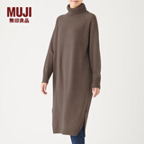无印良品（MUJI）女式  天竺 高领连衣裙 女装长袖裙子冬季 W9AA875 深咖啡色 M-L （165/88A）
