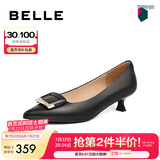 百丽（Belle）方扣高跟鞋女商场同款羊皮细跟单鞋Z2N2DCQ3 黑色 37 (235mm)