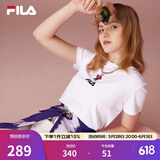 斐乐（FILA）官方女士短袖T恤夏印花运动女装针织短袖套头衫小熊T刺绣上衣 标准白-WT M 165/84A