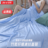 毛毛雨冰丝盖毯小毯子夏凉被可机洗空调毯午休家居纳凉神器学生宿舍便携 素色浅蓝 （加大双人毯）200*230cm