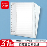 齐心(Comix) A4 11孔易分类标签 月度隔页索引纸 31页(1-31) EX8899