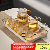 忆壶茶 茶壶玻璃泡茶壶耐高温加厚大容量水壶家用办公花茶壶水分离 500ML壶+六品杯+公杯+茶漏+托盘