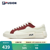 FILA FUSION斐乐女鞋帆布鞋女 低帮板鞋POP轻质帆布鞋休闲运动鞋女 奶白/烧砖红-GF 35.5
