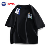 NASA GISS官方潮牌联名T恤男卡通动漫简约纯棉舒适夏季短袖男装 黑色 XL 