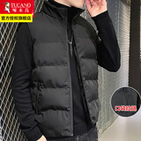 啄木鸟棉马甲男秋冬季潮流男士棉服外套装加厚保暖大码休闲棉衣背心外穿 黑色 2XL 建议120-140斤